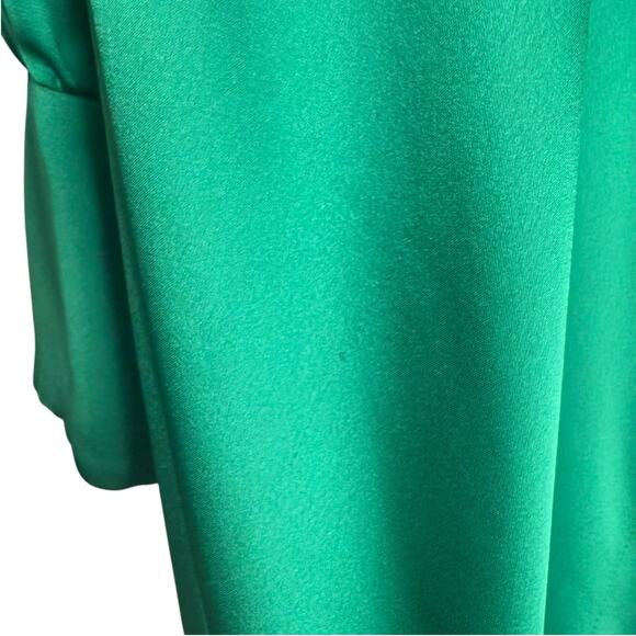 Ramy Brook Madeline Green Satin Plunge Neck Long Sleeve Gown Size 8 - Picture 10 of 16